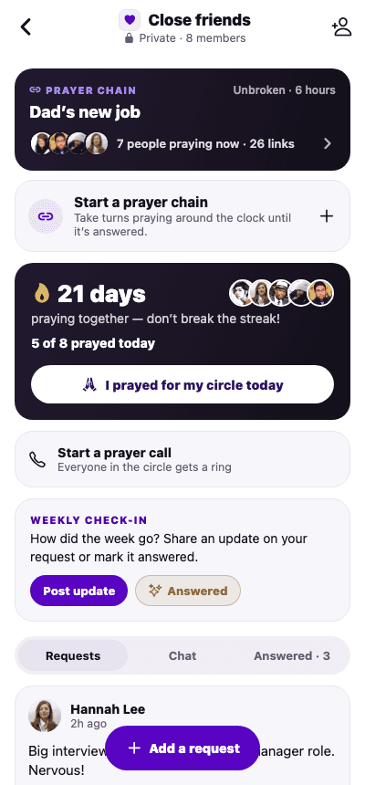 A private prayer circle