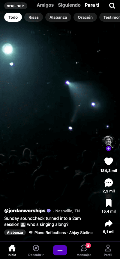 El feed de videos Para ti