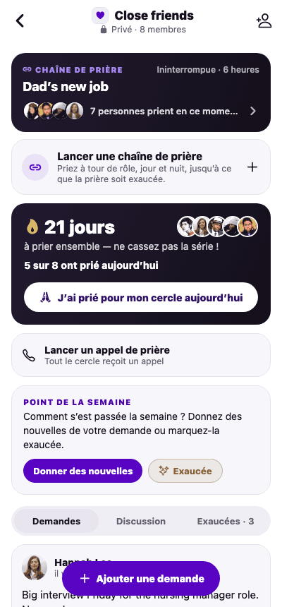 Un cercle de prière privé